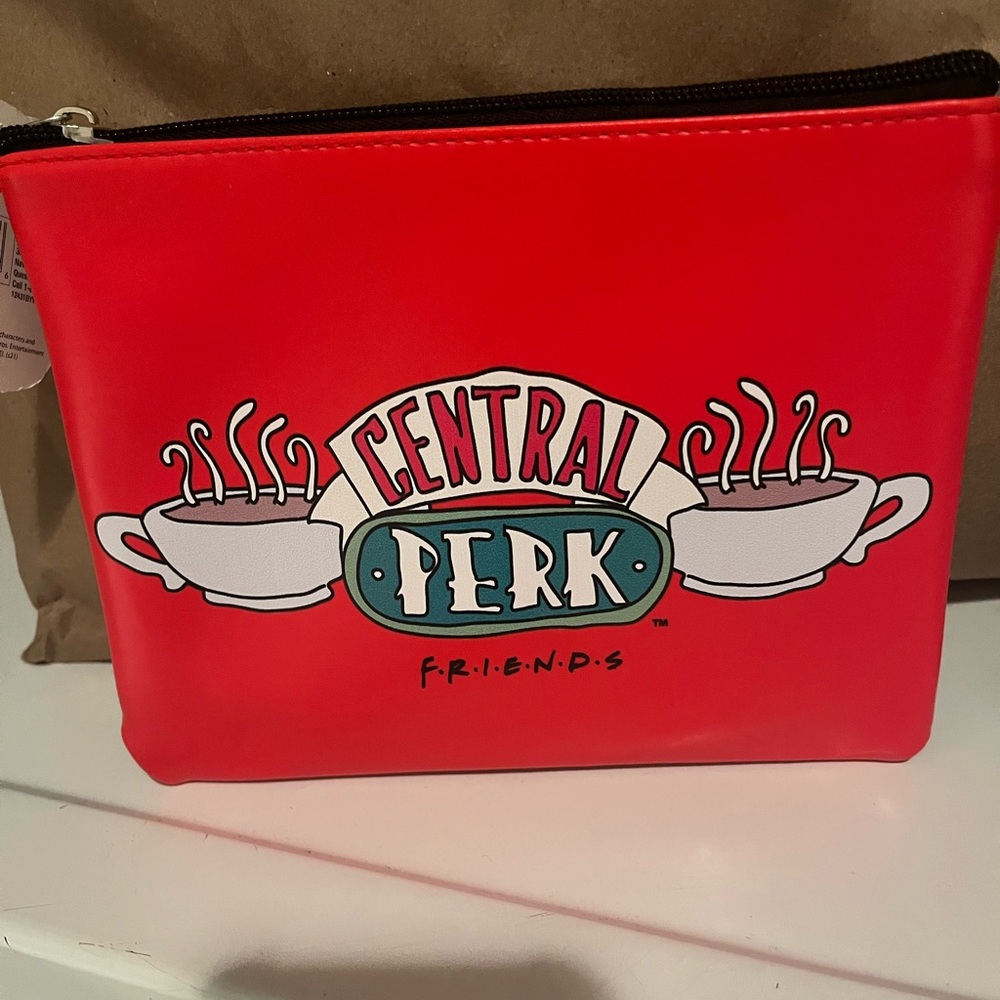 Friends Central Perk Cosmetic Bag Zippered Makeup Pouch Case TV Series Coffee.